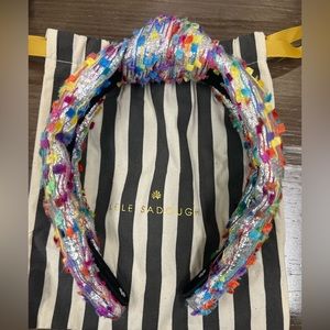 Lele Sadoughi Silver Metallic Confetti Knotted Headband